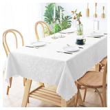 Smiry Rectangle Table Cloth, Waterproof Heavy Duty Vinyl Tablecloths, Wipeable Washable Table Cover for Kitchen and Dining Room (White, 60\" X 84\") - Retail: $22