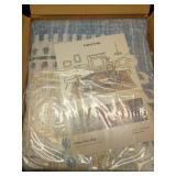 Kokia Area Rugs Living Room 5x7 Ultra-Thin No Pile Washable Solani Sky Blue Large Area Rug Bedroom Geometric Tribal Distressed Lightweight Carpet for Dining Room Home Office - Retail: $116