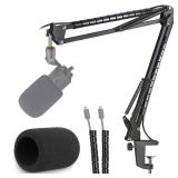 K669 Microphone Boom Arm Mic Stand, Windscreen and Cable Sleeve Compatible with Fifine K669 669B USB Podcast Microphone to Recording and Streaming by YOUSHARES - Retail: $18