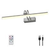 RAIFOOLLY Picture Light,Picture Lights for Wall Cordless,16\" Picture Lights with Timer and Dimmable,Battery Wall Lights for Display Gallery Painting Art Frame Portrait-Black Steel - Retail: $32