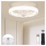 VOLISUN Socket Fan Light with Remote, Socket Ceiling Fan with Dimmable Led Light, 3 Colors 3000K-6500K, Screw in Small Ceiling Fan for Bedroom, Kitchen, Living Room, Garage - Retail: $64