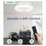 VOLISUN Socket Fan Light with Remote, Socket Ceiling Fan with Dimmable Led Light, 3 Colors 3000K-6500K, Screw in Small Ceiling Fan for Bedroom, Kitchen, Living Room, Garage - Retail: $64