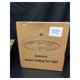 VOLISUN Socket Fan Light with Remote, Socket Ceiling Fan with Dimmable Led Light, 3 Colors 3000K-6500K, Screw in Small Ceiling Fan for Bedroom, Kitchen, Living Room, Garage - Retail: $64