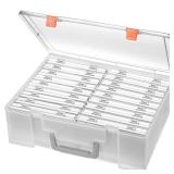 Photo Storage Box 4x6, 18 Inner Extra Large Organizer Acid-Free Photo Keeper Storage Case, Plastic Craft Storage Box for Stickers Stamps Seeds (Clear, 18 Boxes) - Retail: $24