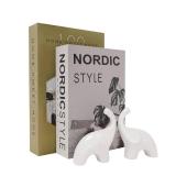 BRUNEES 4 pcs Set Fake Books for Decoration & Elephant Figurines, Elephant Statue, Decorative Books for Home Decor, Bookshelf Decor, Home DÃ©cor Accents, Hardcover Decorative Box (White) - Retail: $