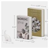 BRUNEES 4 pcs Set Fake Books for Decoration & Elephant Figurines, Elephant Statue, Decorative Books for Home Decor, Bookshelf Decor, Home DÃ©cor Accents, Hardcover Decorative Box (White) - Retail: $