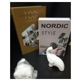 BRUNEES 4 pcs Set Fake Books for Decoration & Elephant Figurines, Elephant Statue, Decorative Books for Home Decor, Bookshelf Decor, Home DÃ©cor Accents, Hardcover Decorative Box (White) - Retail: $