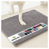 Muddy MatÂ® | Super Absorbent Door Mat Indoor, Microfiber Quick Dry Chenille Entryway Rug, Non-Slip Front Door Mat, Indoor Mats for Entryway, Machine Washable Pet Rug, Grey 30\"x19\" - Retail: $20