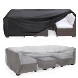 Patio Furniture Set Cover Waterproof, Mrrihand Outdoor Sectional Sofa Set Cover Heavy Duty 600D Table and Chair Set Cover 107\" LÃ81\" WÃ27.9\" H - Retail: $38