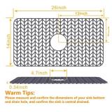 JOOKKI Sink Protectors for Kitchen Sink 12\"13\"16\"18\"19\"24\"26\"28\"29\"30\",Silicone kitchen sink mats protector for bottom of farmhouse sink(26\"x14\"Center Drain Gray) - Retail: $22