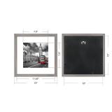 IkaLede 12x12 Picture Frame Matted to Display Pictures 8x8 or 12 x 12 Photos without Mat Square Rustic Solid Wood Picture Frames for Artwork Wall Mounting Decor, Grey - Retail: $13