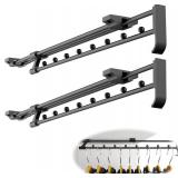 Adjustable Pull Out Closet Rod,Closet Pull Out Hanger Rod,Retractable Pant Rack for Closet Suitable for Various Types Of Home Wardrobes,Office Wardrobes,Closets,Etc (2 PICE) (Black, 12\" to 20\") - Re