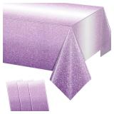 FunnyPars 3 Pack Ombre Purple Plastic Tablecloth for Parties, Gradient Pastel Disposable Rectangle Table Cover, Wedding Birthday Anniversary Decor, 54x108 Inch - Retail: $10