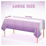 FunnyPars 3 Pack Ombre Purple Plastic Tablecloth for Parties, Gradient Pastel Disposable Rectangle Table Cover, Wedding Birthday Anniversary Decor, 54x108 Inch - Retail: $10