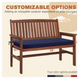 Favoyard Outdoor Bench Cushion 48 x 16 Inch Rainproof Patio Furniture Cushions 3-Year Color Fastness Garden Settee Porch Pads with Ties, Blue - Retail: $50