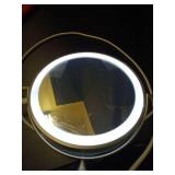 Rechargeable Wall Mounted Lighted Makeup Vanity Mirror 8 Inch Double Sided 1X 10X Magnifying Bathroom Mirror, 3 Color Lighting, Touch Screen Dimming, Extended Arm 360 Rotation Shaving Light up Mirror 