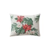 Tommy Bahama Throw Soft Breakfast Pillow with Zipper Closure for Bed or Couch, Coastal Design, Cozy Home Essentials, 15\" x 20\", Festive Palms Red - Retail: $29