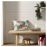 Tommy Bahama Throw Soft Breakfast Pillow with Zipper Closure for Bed or Couch, Coastal Design, Cozy Home Essentials, 15\" x 20\", Festive Palms Red - Retail: $29