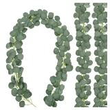 CEWOR 3 Pack Artificial Eucalyptus Garland 146 Leaves Greenery Silk Leaves Vines Artificial Silver Dollar Eucalyptus Plants for Wedding Party Home Decoration - Retail: $11,092
