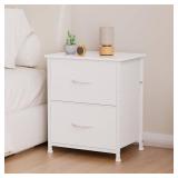 Unionly, Nightstand with Drawer, 2 Drawers Dresser for Bedroom, Small Night Stand and Dressers Sets with 2 Fabric Drawers, Mini Dressers for Entryway, End Table with Drawer for Living Room, White - Re
