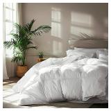 Serta Goose Feather Down Fiber Cotton Comforter Twin Size - 100% Cotton Duvet Insert - Hotel Luxury Hypoallergenic Bedding Comforter All Season Medium Warmth 68 x 90 Inch White - Retail: $60
