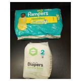 Baby Diaper Bundle - Pampers Swaddlers Size 1 & Parasol Size 2 - Retail: $15