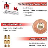 Tnisesm 3/16 Brake Line Kit 25Ft, Brake Line Flaring Tools kit Consisting of 2 Unions Brake Line Fittings and 20 Fittings - Retail: $30