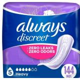 Always Discreet Adult Incontinence & Postpartum Incontinence Pads for Women, Heavy Absorbency 48 Count x 3 Packs (144 Count total) (Packaging May Vary) - Retail: $45