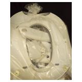 Forbena Potty Training Toilet Seat with Step Stool Ladder, Toddler Kids Potty Seat for Boys Girls, Non Slip Foldable Toilet Training Seat with Soft Cushion, Comfortable Handles (White-Grey) - Retail: 