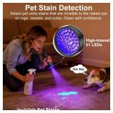 Vansky UV Flashlight Black Light, 51 LED Blacklight Pet Urine Detector for Dog/Cat Urine, Dry Stains, Bed Bug, Resin Curing, Scorpions Finder - Retail: $13