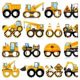 Funrous 32 Pcs Construction Theme Party Eyeglasses Dump Truck Cardboard Glasses Engineering Excavator Photo Booth Props for Boy Transportation Birthday Party Supplies Favor - Retail: $10
