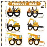 Funrous 32 Pcs Construction Theme Party Eyeglasses Dump Truck Cardboard Glasses Engineering Excavator Photo Booth Props for Boy Transportation Birthday Party Supplies Favor - Retail: $10