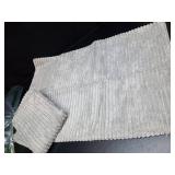 OTOSTAR Pack of 2 Throw Pillow Covers 18 x 18 Inch Soft Corduroy Decorative Square Solid Striped Cushion Case Couch Farmhouse Home Boho Decor Throw Pillows for Sofa Bed Living Room (Grey Blue) - Retai