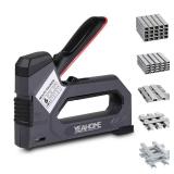 YEAHOME 6-in-1 Staple Gun Heavy Duty, Upholstery Manual Brad Nailer Power Adjustment Stapler Gun with 5000 Staples for Fixing Material, Wood, Crafts, Carpentry, Decoration DIY - Retail: $24