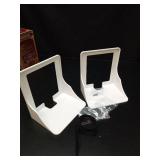 Power Perch Double Wall Outlet Shelf with Cord Storage Strap - Declutter & Reclaim Bathroom Counter Space - Alexa Stand, Apple Homepod Shelf, Toothbrush Holders Wall Mounted - White, 2-Pack - Retail: 