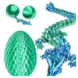 Dragon Eggs with Dragon Inside, 3D Printed Surprise Funny Gifts for Kids, Articulated Dragon Fidget Toys for Adults, Executive Desk Toys Office Room DÃ©cor (Christmas Green, M-Size) - Retail: $16