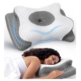 Cozyplayer Neck Cervical Pillow, Adjustable Cervical Pillow for Neck Support with Armrest, Odorless Ergonomic Butterfly Memory Foam Pillows, Orthopedic Bed Pillow Side Back Stomach Sleeping - Retail: 