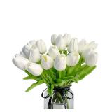 Natureâs Mimic 20pcs White tulips artificial flowers Faux Flowers Fake tulips Flowers Mother