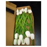 Natureâs Mimic 20pcs White tulips artificial flowers Faux Flowers Fake tulips Flowers Mother