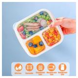 Bento Box For Kids, 4 Pack 3 Compartments Meal Prep Containers Reusable Lunch Containers, Food Storage Containers With Lids, Stackable Snack Boxes for School, Work, and Travel - Retail: $10