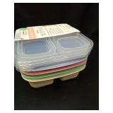Bento Box For Kids, 4 Pack 3 Compartments Meal Prep Containers Reusable Lunch Containers, Food Storage Containers With Lids, Stackable Snack Boxes for School, Work, and Travel - Retail: $10