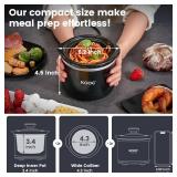 KOOC Small Slow Cooker, 0.65 Quart, Free Liners Included, Upgraded Ceramic Pot, Nutrient Loss Reduction, Sauces, Stews & Dips, Stainless Steel, Black, Round - Retail: $33