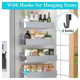 HuggieGems 4 Pack Magnetic Spice Storage Rack Organizer for Refrigerator and Oven, Gray Fridge Organizers and Storage - Retail: $26