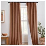 PANELSBURG Terracotta Boho Blackout Curtains 84 Inch Length 2 Panels Set,Western Rustic Rust Colored Pleated Curtains for Bedroom Black Out Ceiling Track Curtains - Retail: $47