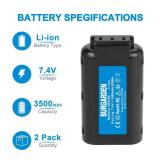 BURGARDEN 2Pack 7.4V 3500mAh Li-ion Replacement Battery Compatible with Paslode 902654 902600 B20543A 902400 B20543 CF325Li IM250A Li Batteries - Retail: $35