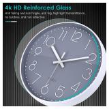 jomparis Wall Clock 12 Inch Non-Ticking Silent Battery Operated Round Wall Clock Modern Elegant Simple Style Clock for Home Office Kitchen Bedroom Living Room - Retail: $16