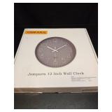 jomparis Wall Clock 12 Inch Non-Ticking Silent Battery Operated Round Wall Clock Modern Elegant Simple Style Clock for Home Office Kitchen Bedroom Living Room - Retail: $16