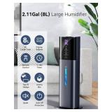 Humidifiers for Bedroom, 2.11Gal 8L Quiet Humidifiers for Large Room with Timer, 360Â°Nozzle, 3 Speed Ultrasonic Cool Mist Humidifier with Humidistat for Baby, Customize humidity for Home Adults Pla