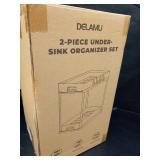 Delamu Under Sink Organizers and Storage, 2 Pack Pull Out Kitchen Bathroom Cabinet Organizer, 2 Tier Black Under Sink Storage for Bathroom Kitchen, Under Counter Storage Organizer with 8 Hooks - Retai