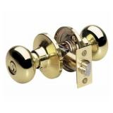 Master Lock BCO0103 Biscuit Door Knob with Lock, Polished Brass - Retail: $26